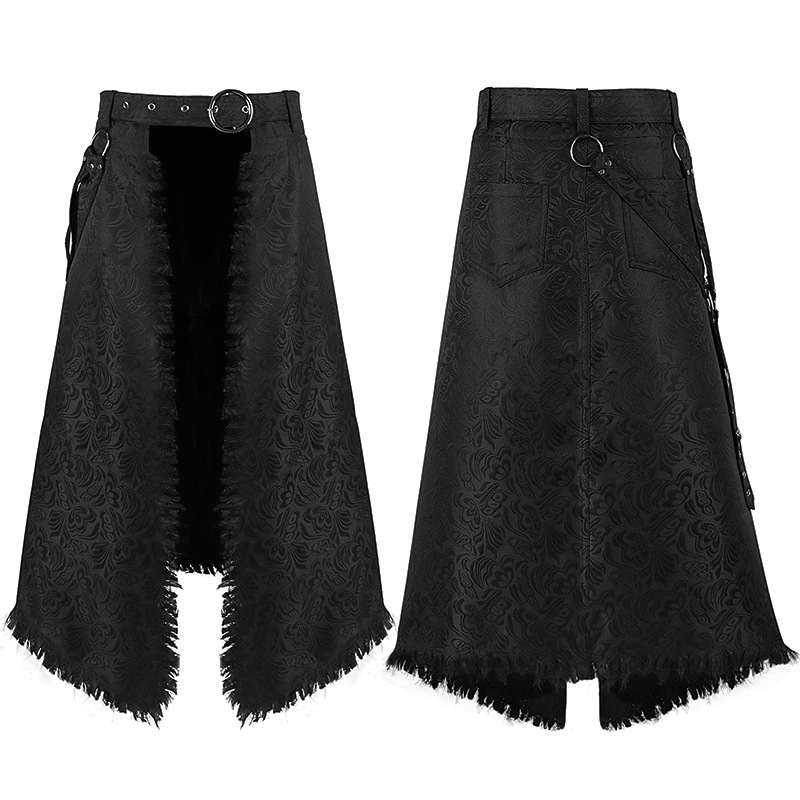 Skirts - Herren Gothic Jacquard Asymmetrischer Kiltrock mit