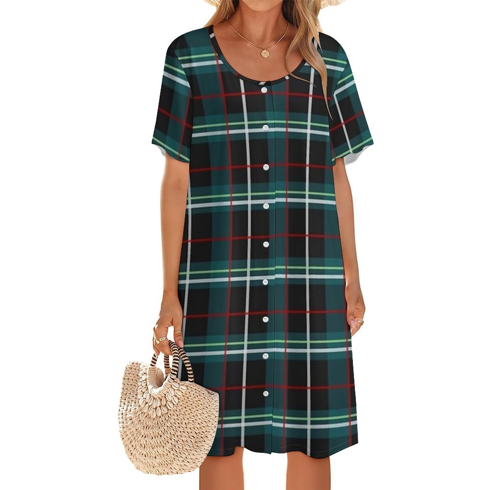 Korean Style A Line Shirt Dress - Frankie Stein First Wave Kleidungsmodell, kragenloses,