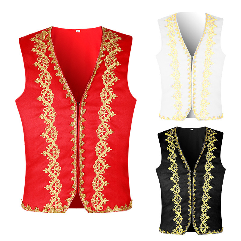 Tops - Mittelalterliche Goldstickerei Barockweste Schlanke Weste Edle