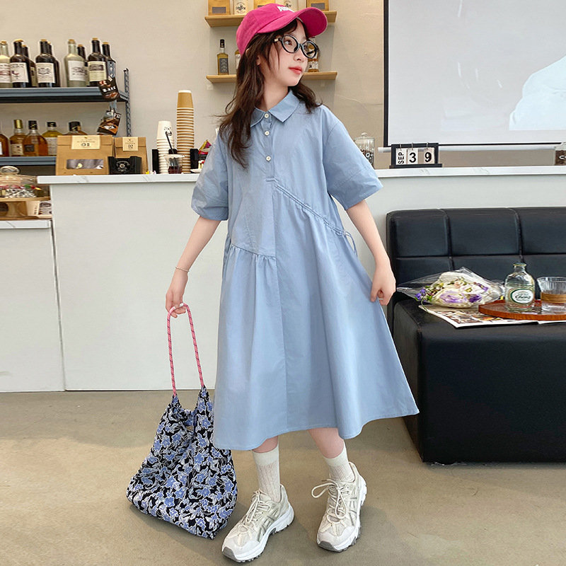 Korean Style A Line Shirt Dress - Koreanische Kinder Kleidung Mädchen Kleid 2025,