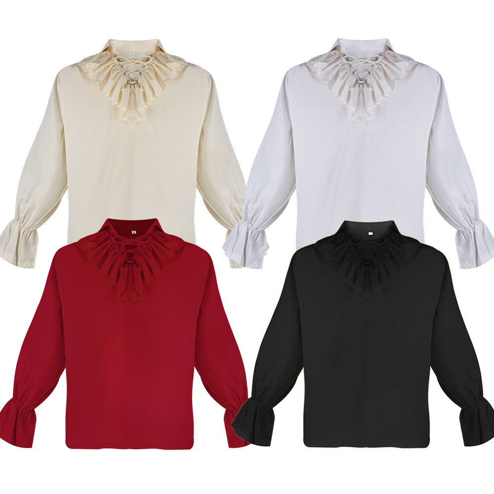 Blouses - Mittelalterliche Wikinger-Piraten-Vampir-Shirts, Steampunk-Bluse mit langen Ärmeln