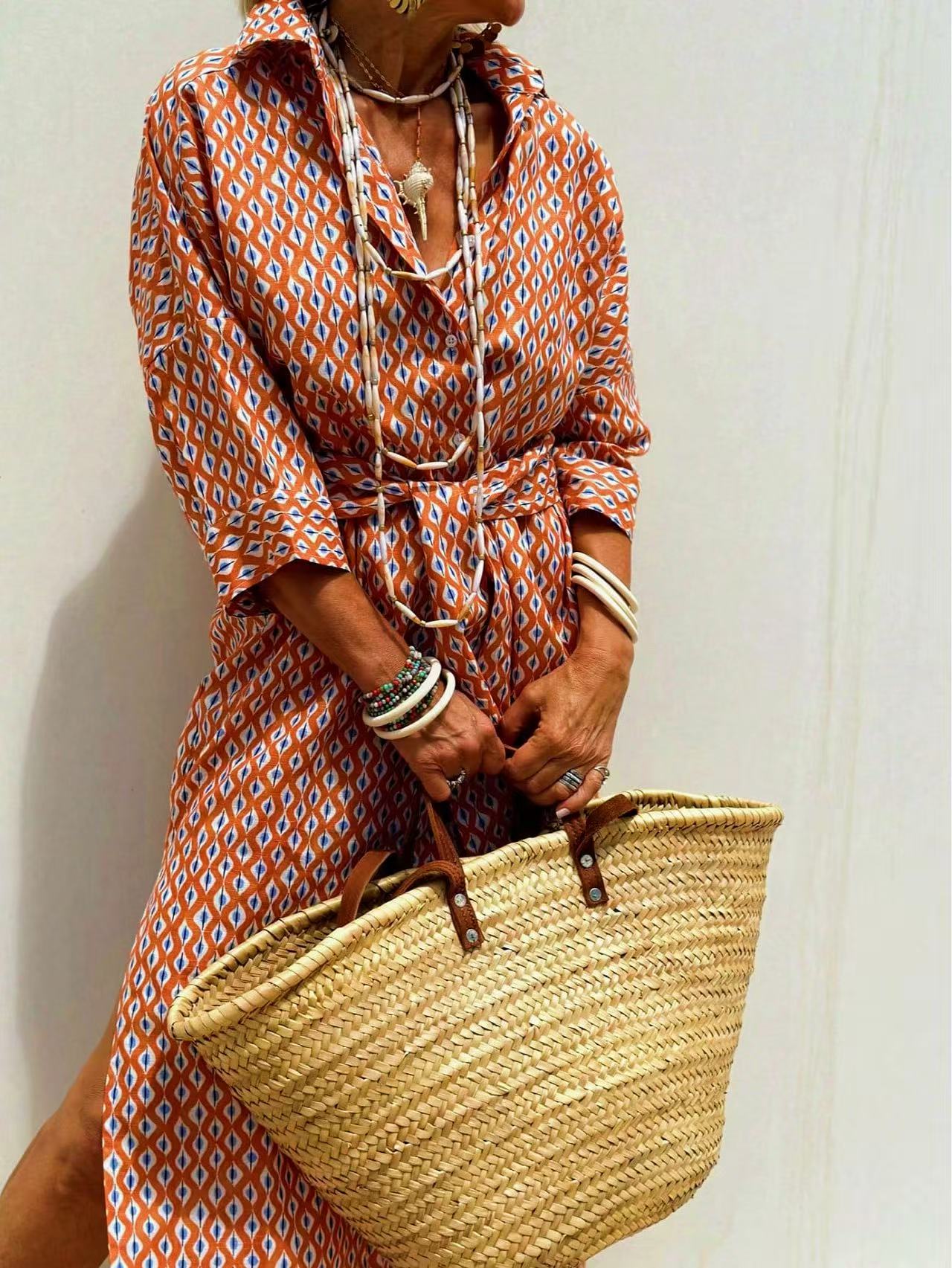 Maxi-Kleid mit Gürtel, Sommer- – Casual Loose Linen Shirt Dress Bewertung und Preis