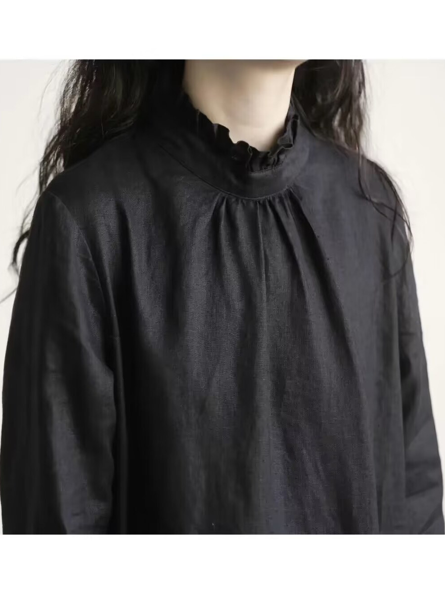 Schwarzes Leinenkleid mit Spit – Casual Loose Linen Shirt Dress Bewertung und Preis