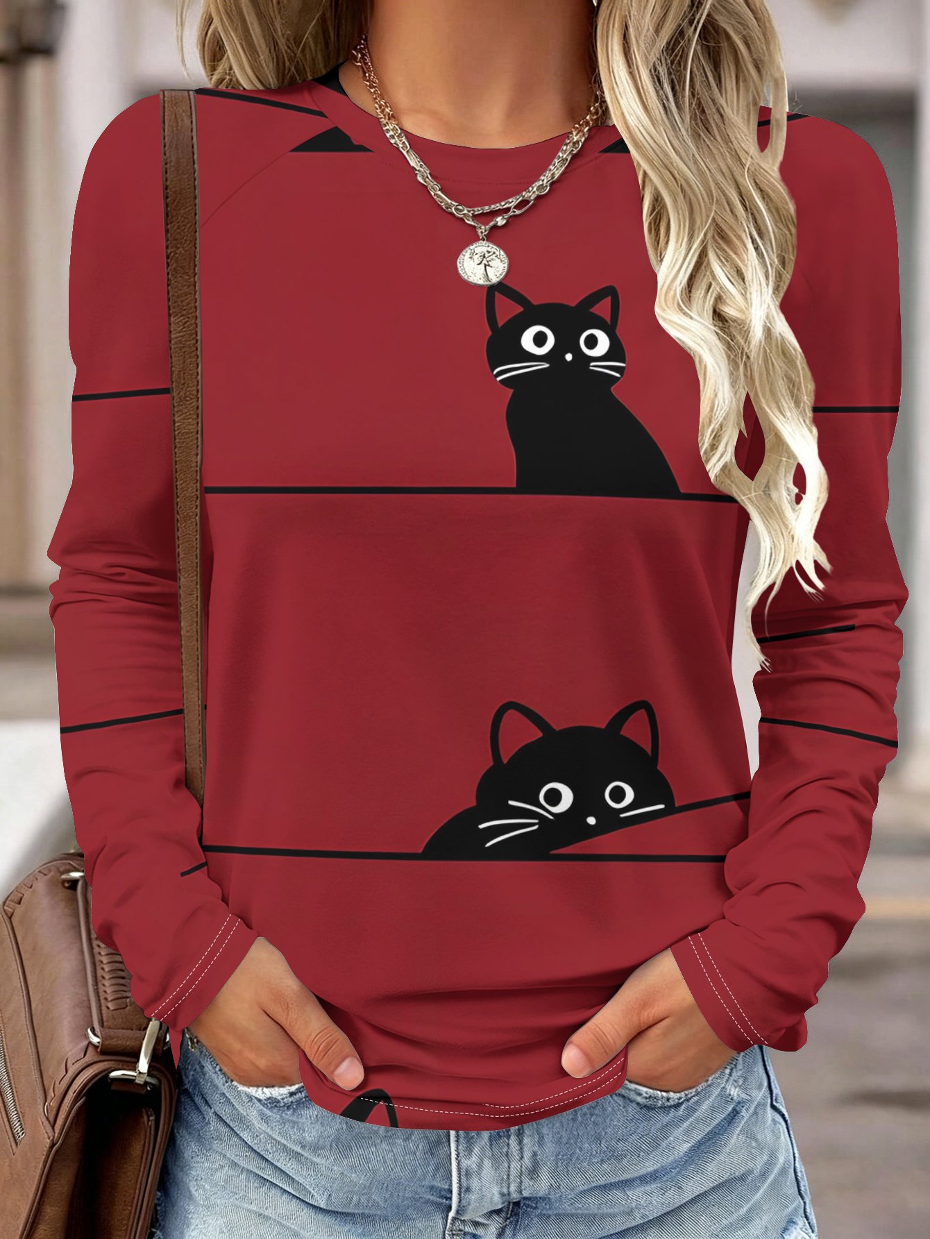 Damen Langarmshirt mit Tasche, – Blouses Bewertung und Preis