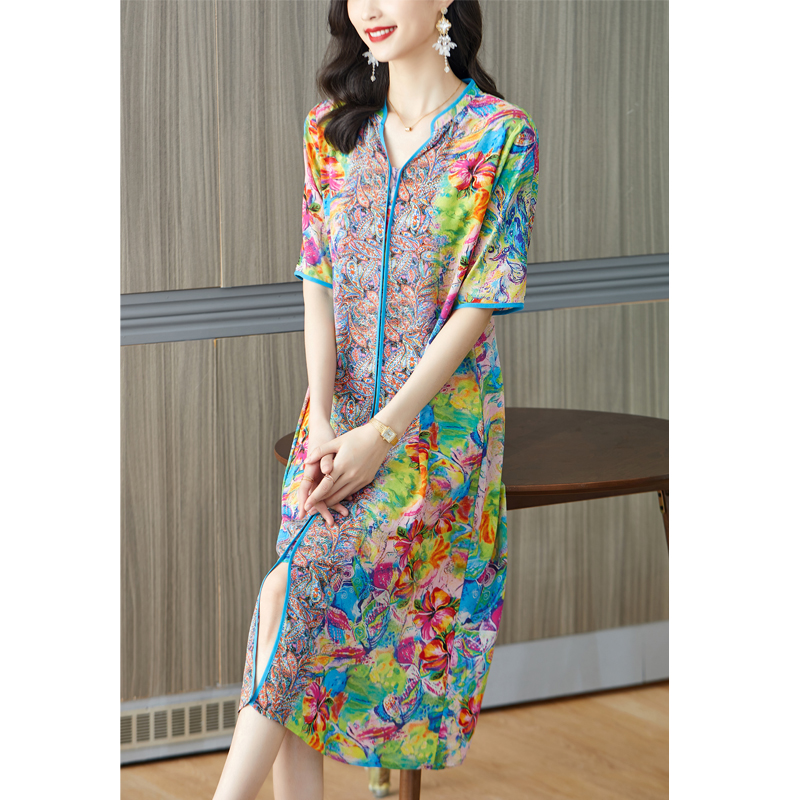 2024 neue rosa Blumen Maulbeer – French Vintage Floral Midi Dress Bewertung und Preis