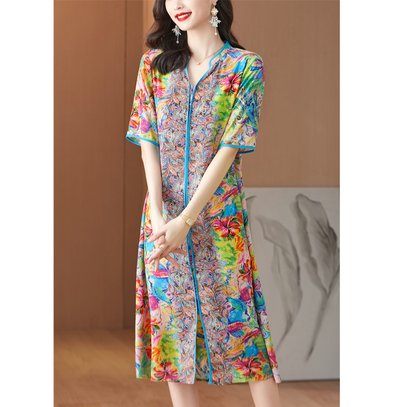 2024 neue rosa Blumen Maulbeer – French Vintage Floral Midi Dress Bewertung und Preis